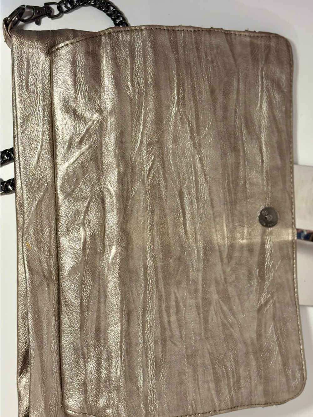lola Metallic Silver Studded Clutch with Chain Detail - Picture 7 of 9